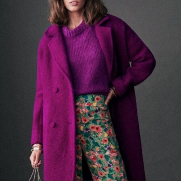 Sezane Chuck Sweater Purple Size Small Mohair Alpaca Pullover Knit Violet Boho S - Picture 2 of 13